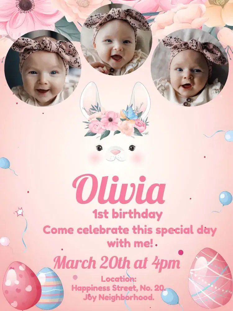 Easter With Girl Photo invitation