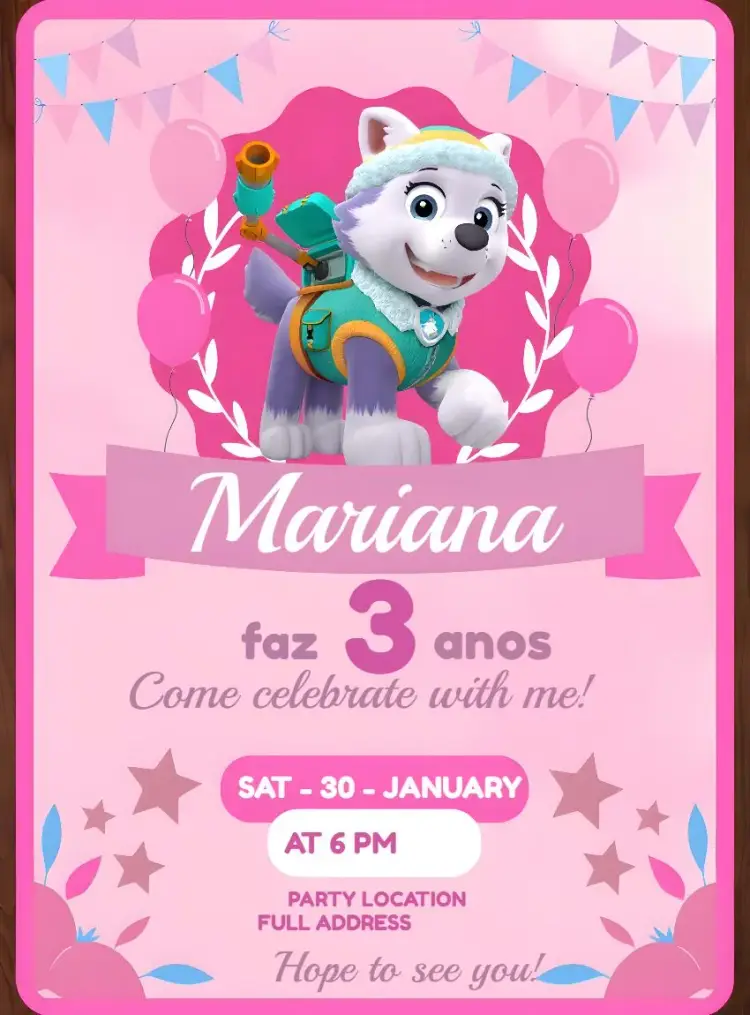 Everest Paw Patrol invitation
