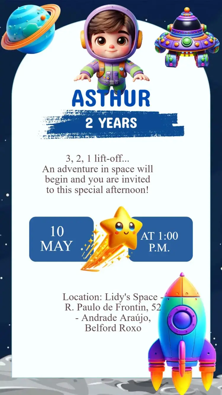 Birthday Invitation Astronaut AI