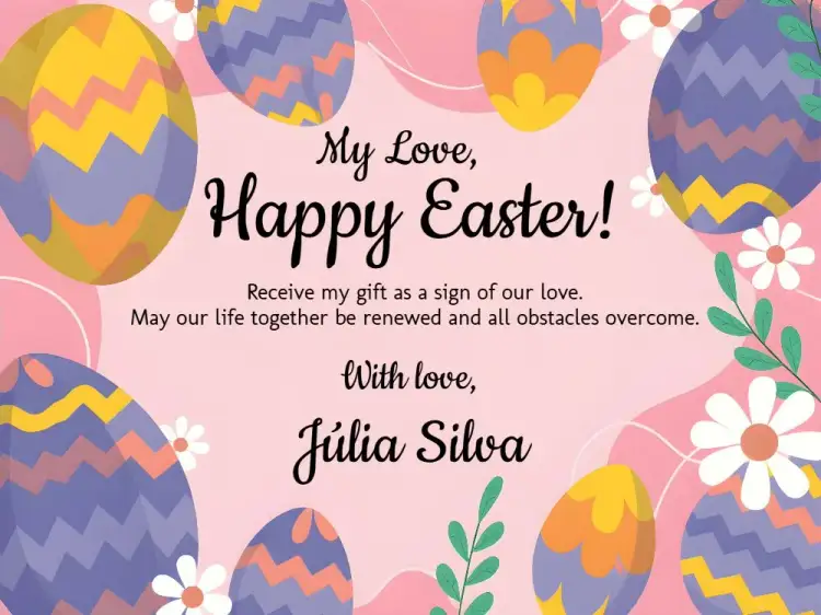 Invitation Happy Easter Green Card – Commemorative Dates theme floral, colorful, modern, cheerful, vibrant, minimalist