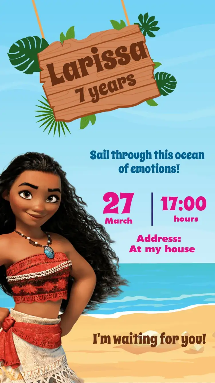 Invitation Moana – Most searched for theme tropical, watercolor, colorful, adventure, marine, playful