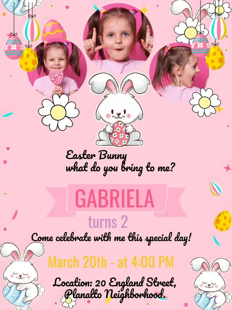 Pascoa With Bunny Photos invitation