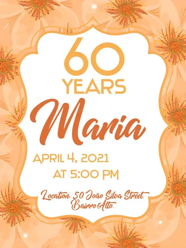 Invitation Floral 60 – Birthday theme floral, elegant, modern, clear, neutral, subtle