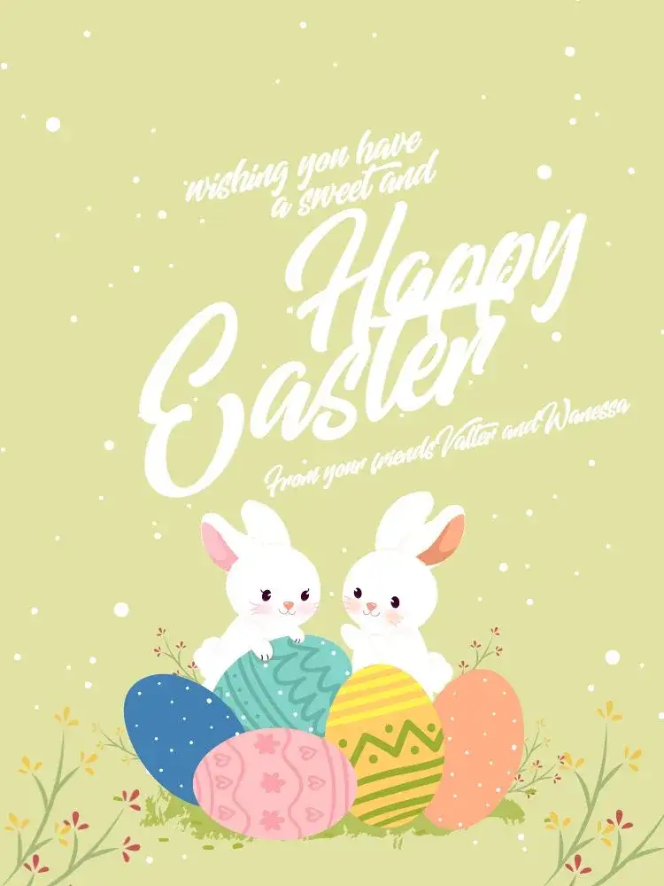 Invitation Religious Happy Easter Card to Print Holiday – Card theme floral, delicate, light green, religious, minimalist, sustainable