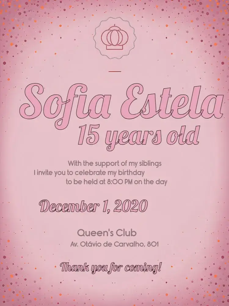 15 Years Pink - Royal Girl invitation