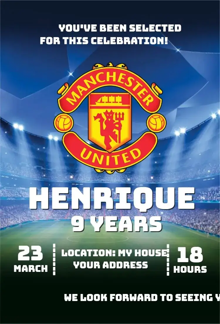 Invite Manchester United 2 editable and customizable
