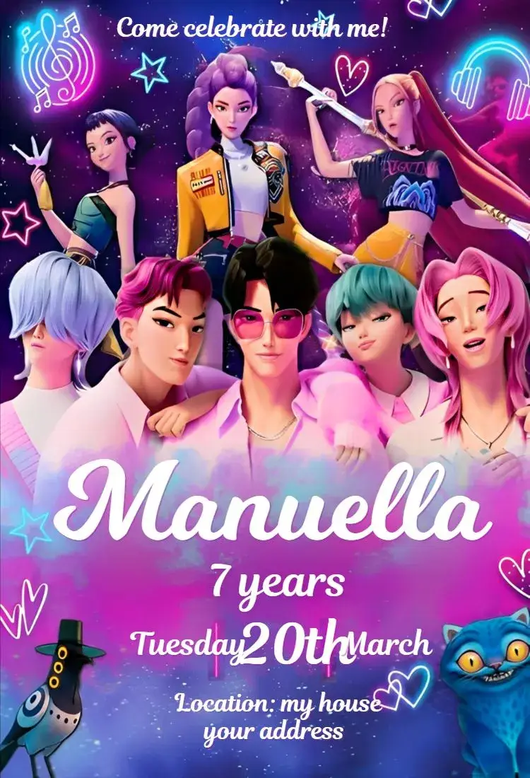 Invite Warriors of Kpop 3 editable and customizable