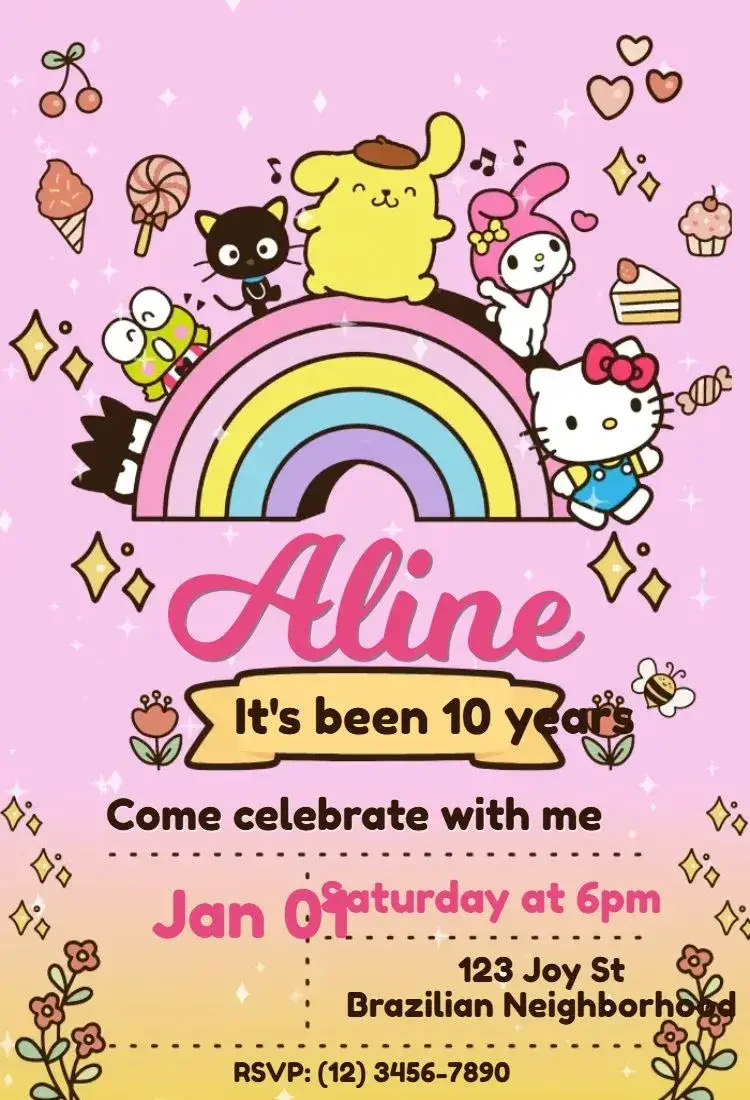 Hello Kitty and Friends invitation