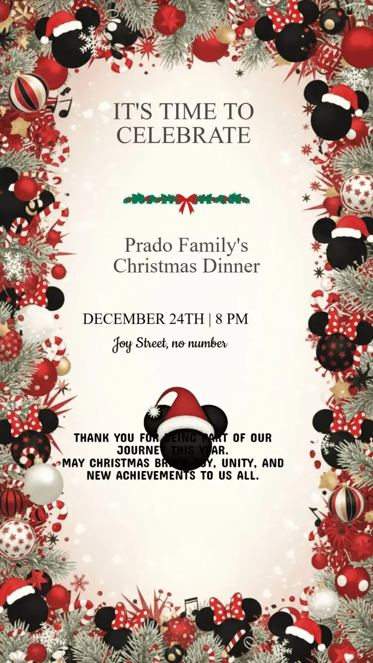 Invitation Christmas Party Invitation – Commemorative Dates theme red and green, gold and white, minimalist, vintage, modern, rustic