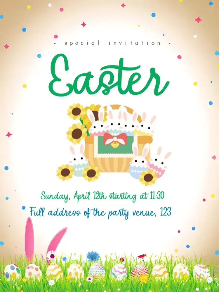 Invitation Brown Easter – Commemorative Dates theme brown, white, minimalist, fun, elegant, vintage