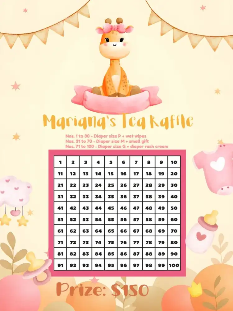 Diaper Raffle Tea Giraffe Gender Reveal