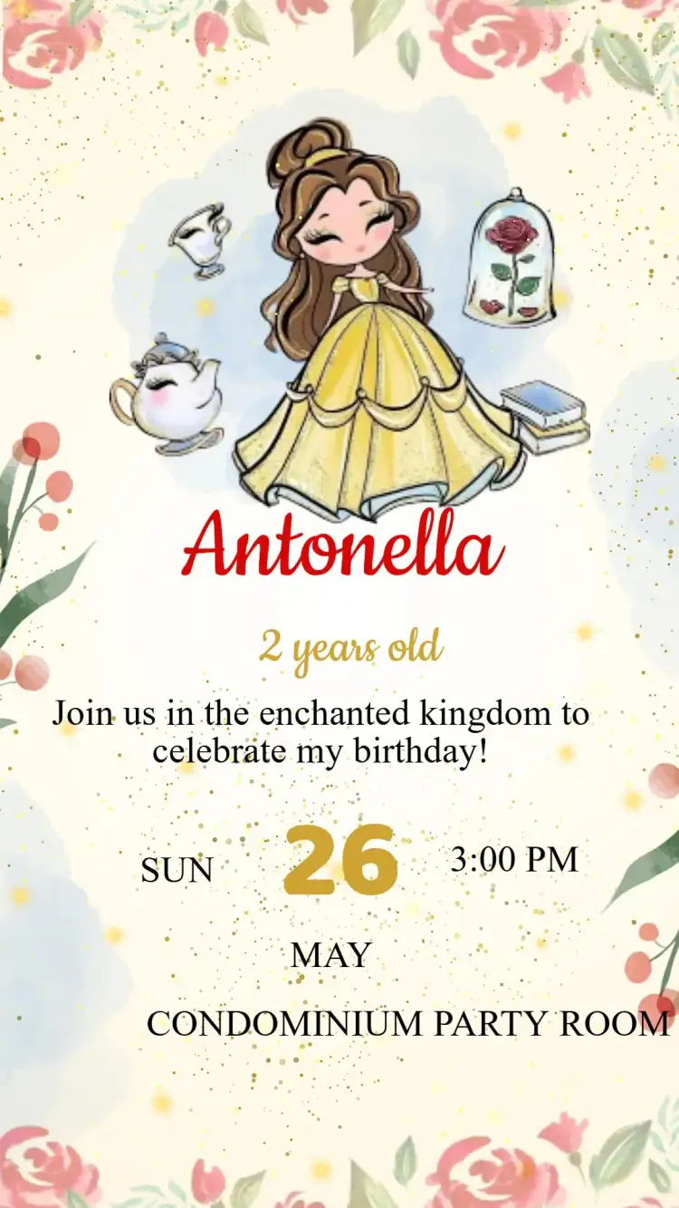 Invitation Invitation Birthday The Beauty and the Beast – Kids' Birthday Party theme romantic, magical, colorful, classic, childlike, enchanted