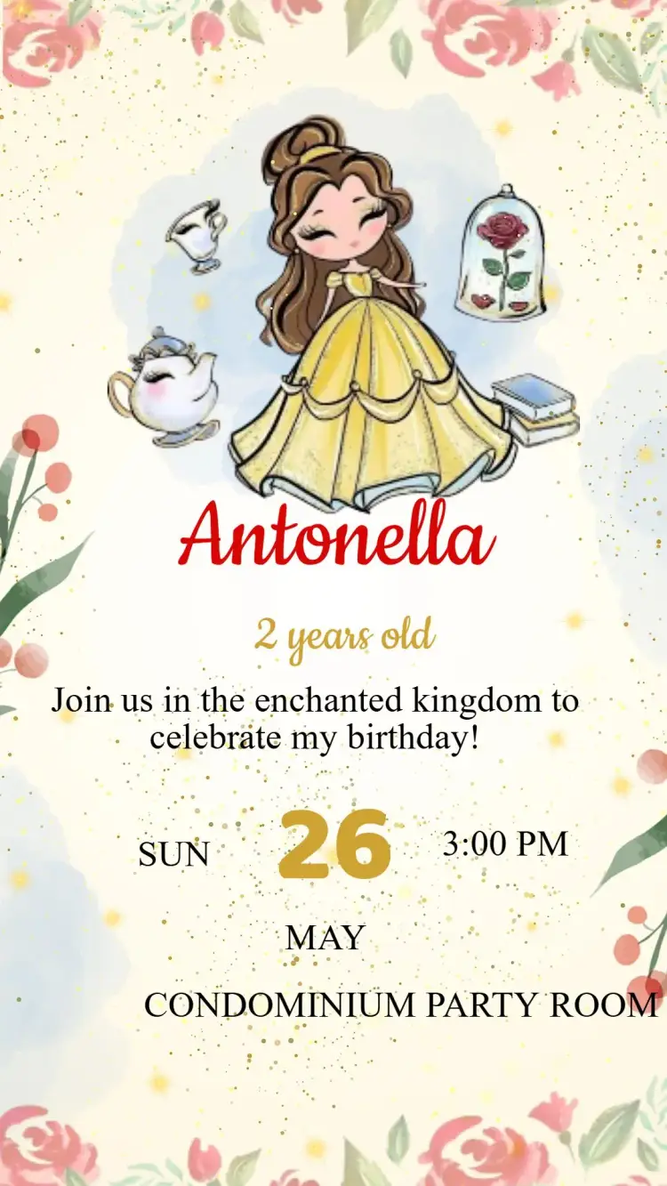 Invitation Birthday The Beauty and the Beast