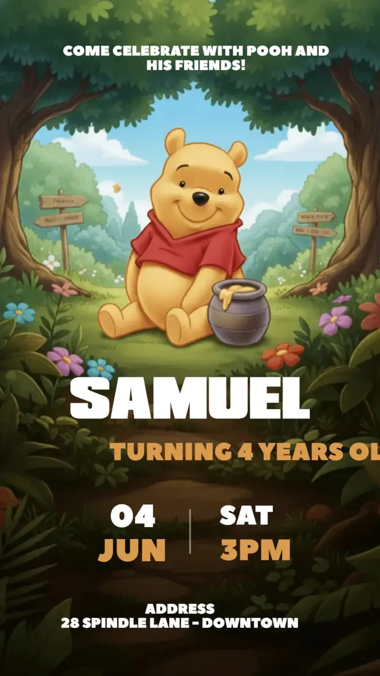 Winnie the Pooh Digital Invitation
