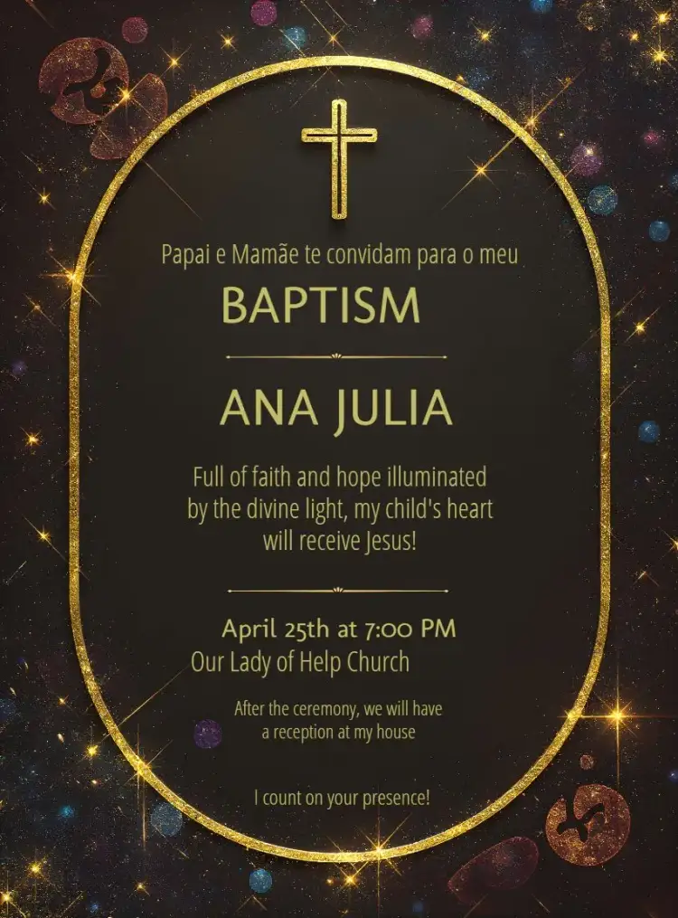 Invitation Elegant Green Gold Baptism – Baptism theme elegant, green, golden, minimalist, modern, delicate