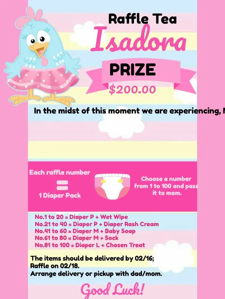 Blue Candy Little Chicken Raffle Tea invitation