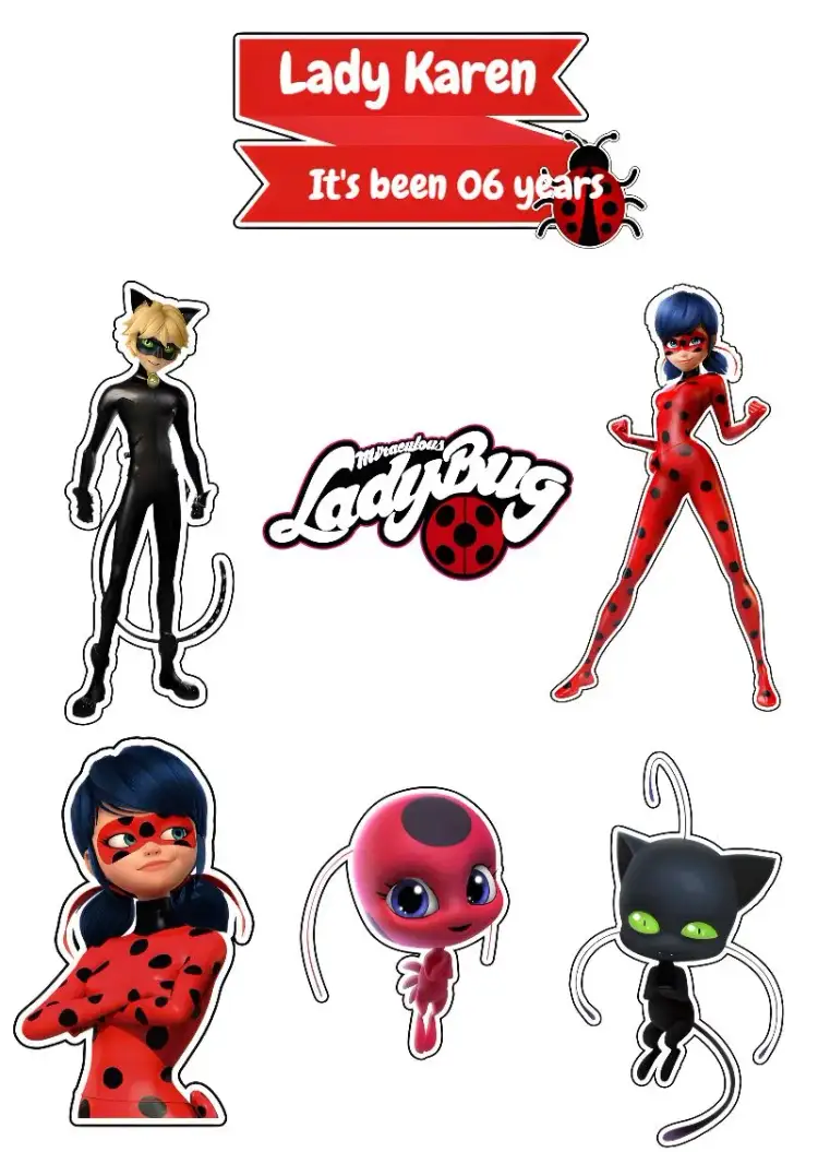 Invitation Ladybug Miraculous Cake Topper Print – Cake topper theme colorful, fun-filled, childish, themed, contemporary