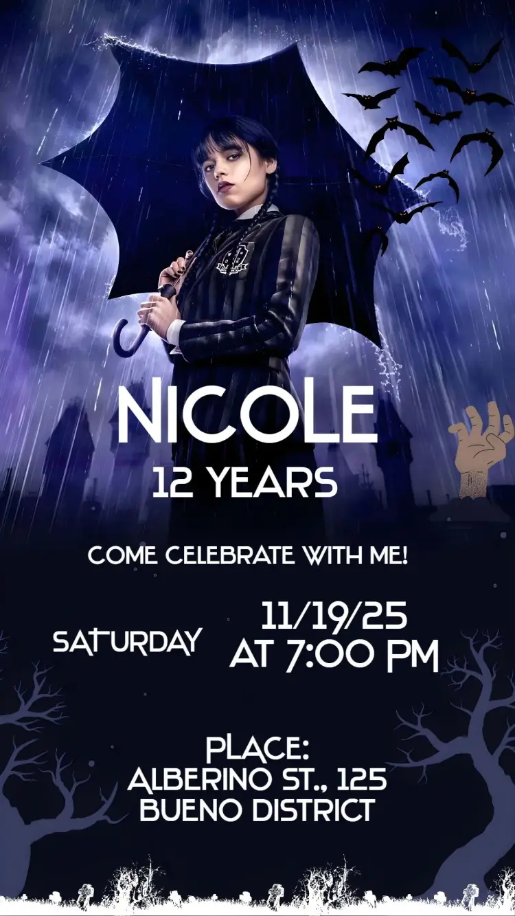 Invite Wednesday editable and customizable