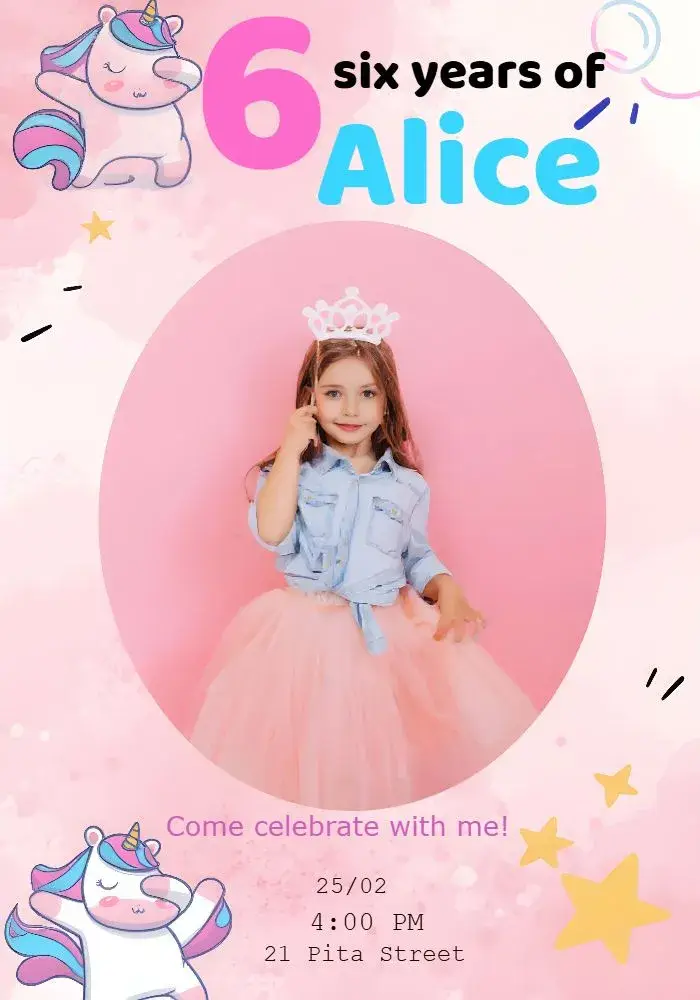 Unicorn Photo Family Invitation