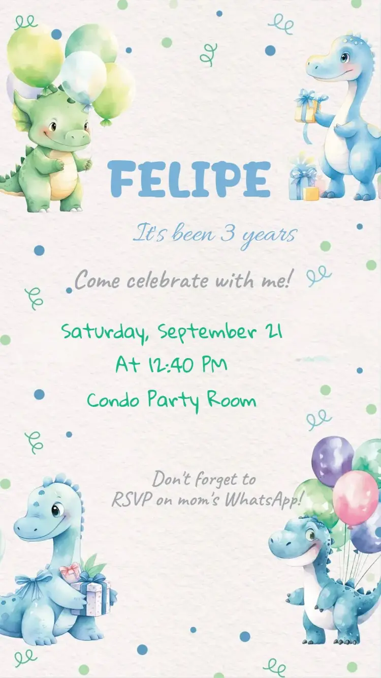Dino Baby Birthday Invitation