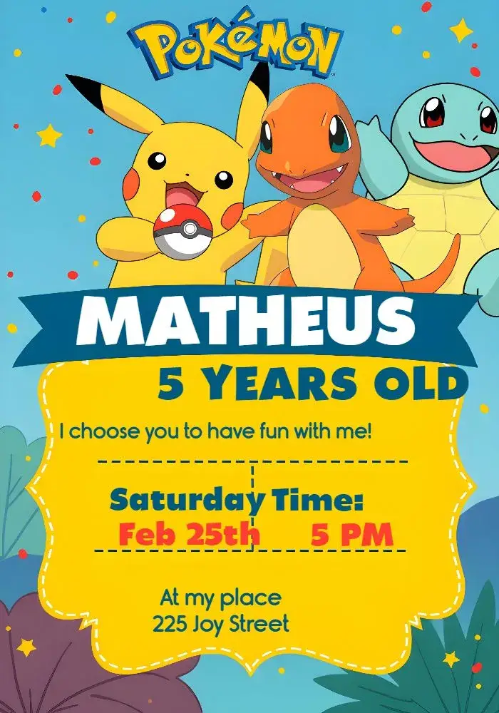 Pokemon invitation
