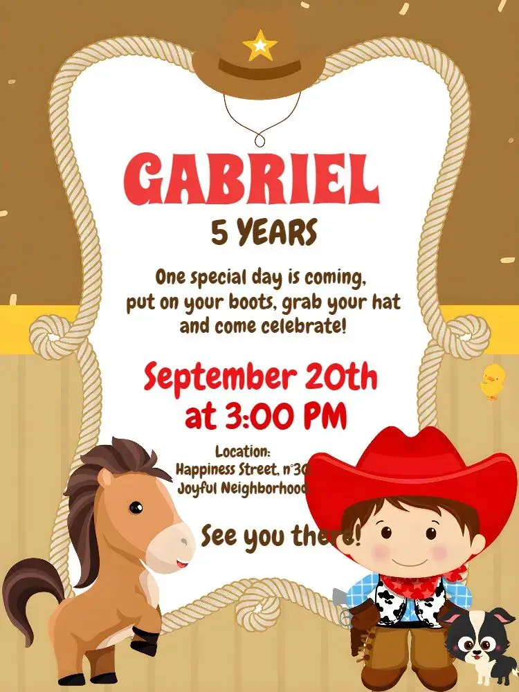 Brown Cowboy Vaquero invitation