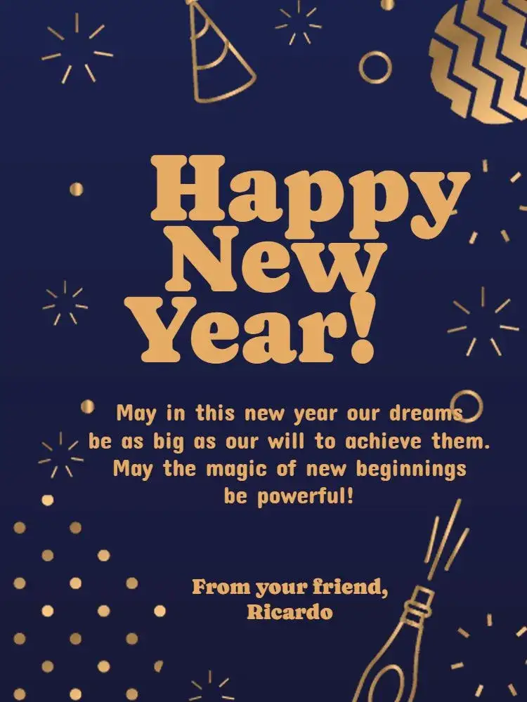 Invitation Festive New Year Card End – Card theme festive, golden, dark, blue, modern, cheerful