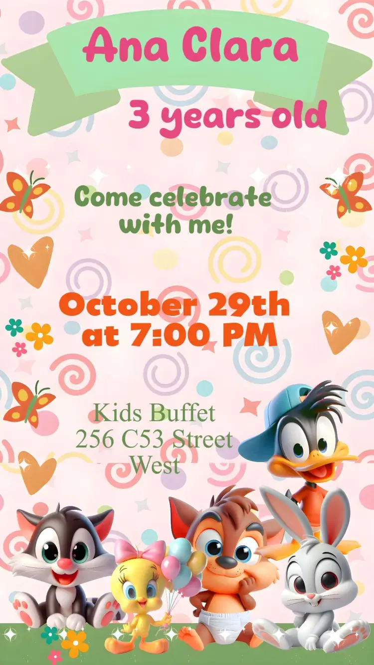 Looney Tunes invitation