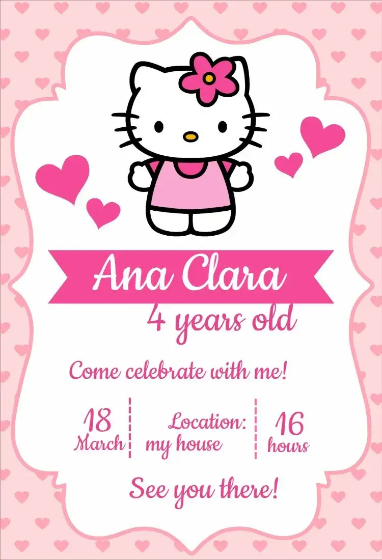 Hello Kitty Pink invitation