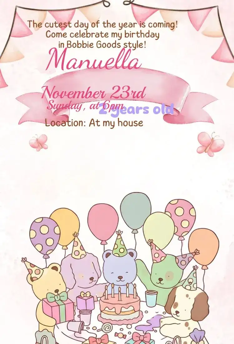 Digital invitation bobbie goods candy color