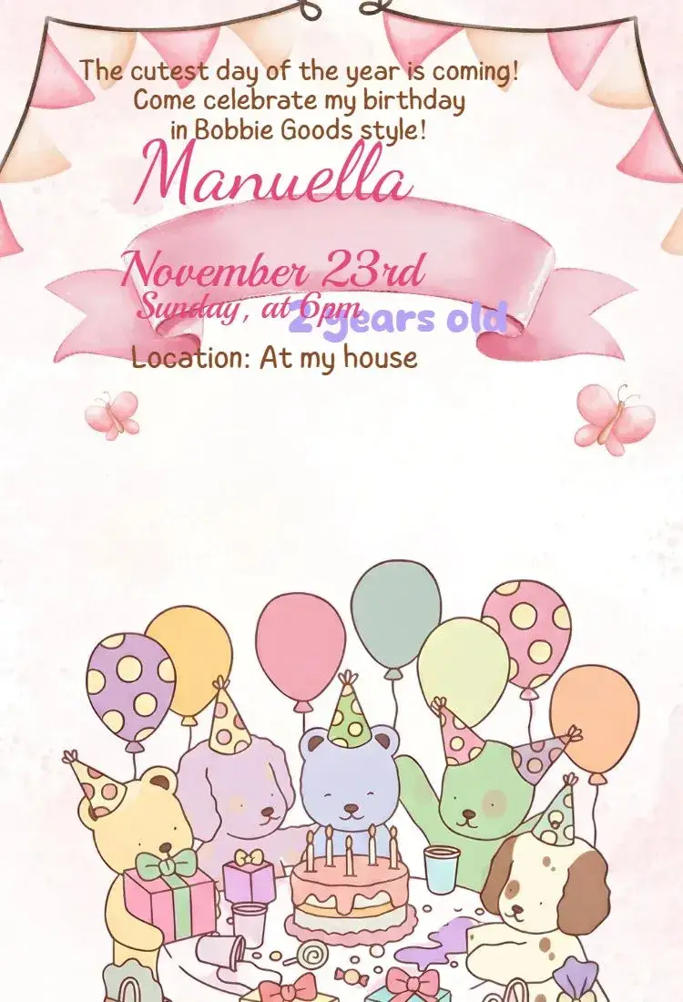 Invite Digital invitation bobbie goods candy color editable and customizable