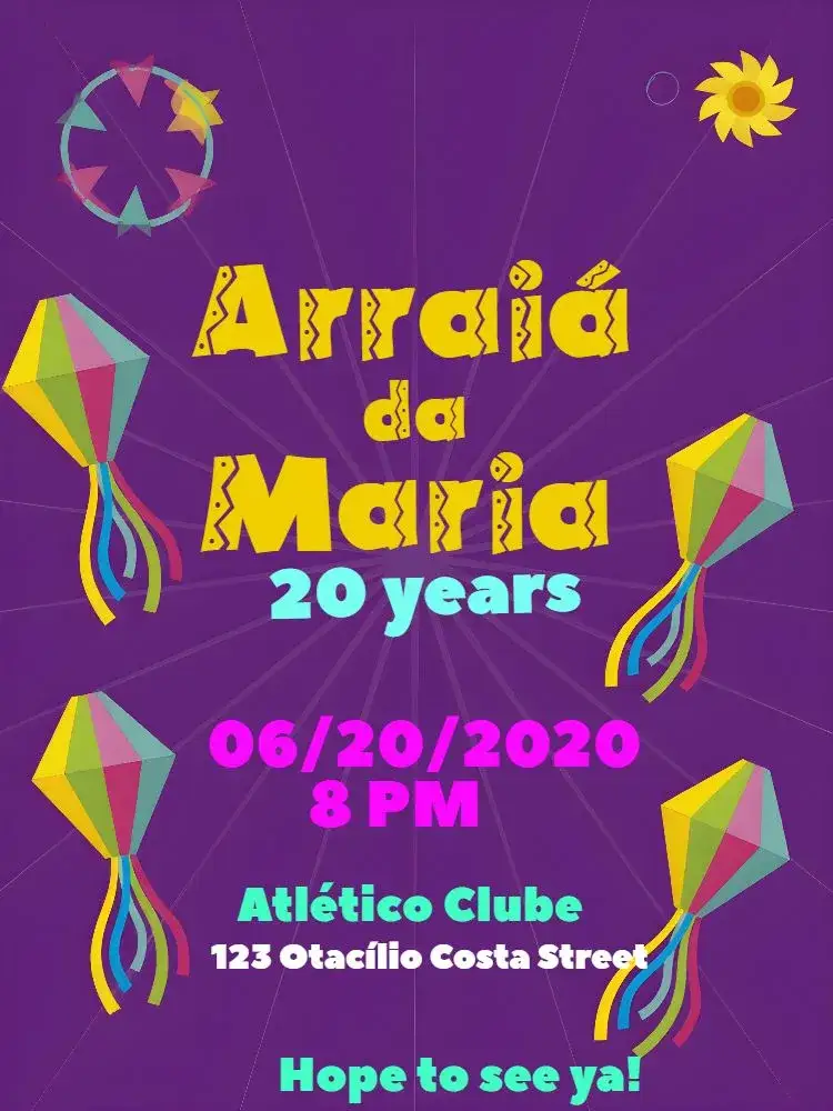 Invitation Arraiá Festa Junina Quadrilha – Commemorative Dates theme colorful, country, vintage, traditional, popular party, lively