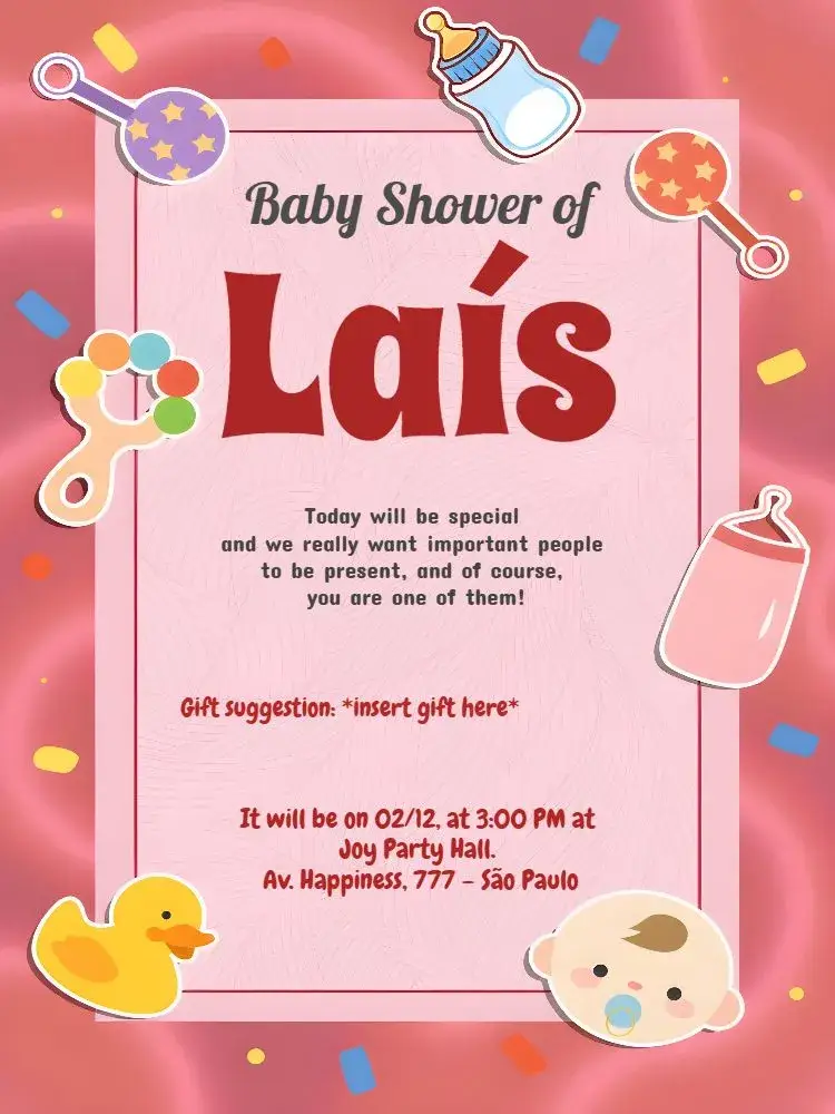 Baby Shower Girl Bear Theme invitation