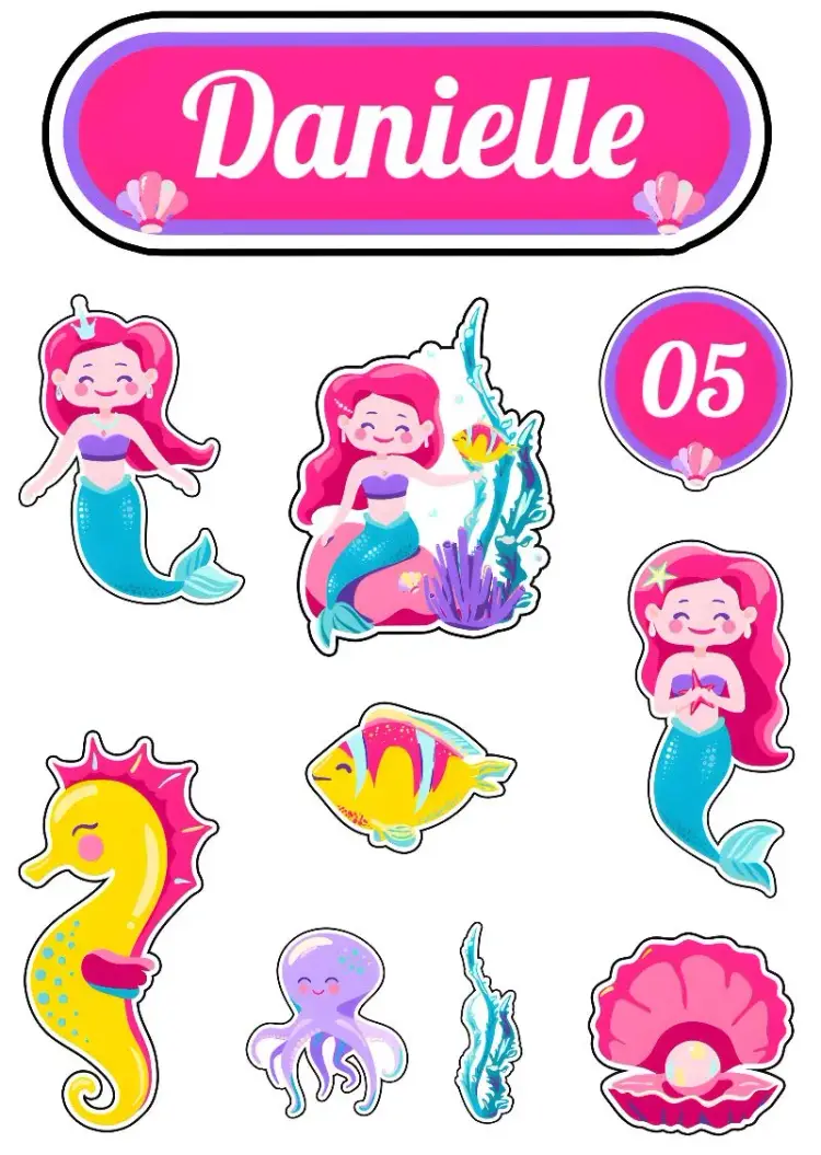 Top Mermaid Pink Cake Topper invitation