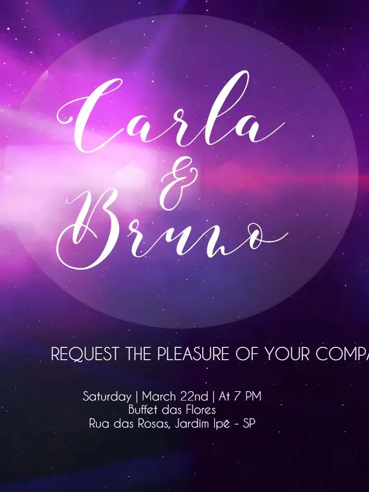Purple Neon Wedding invitation