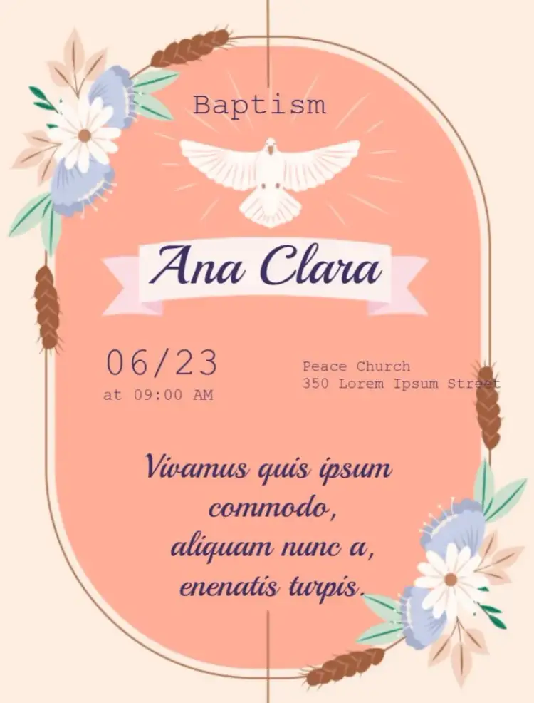 Invitation Floral Online Baptism – Baptism theme floral, delicate, springtime, modern, colorful, customized
