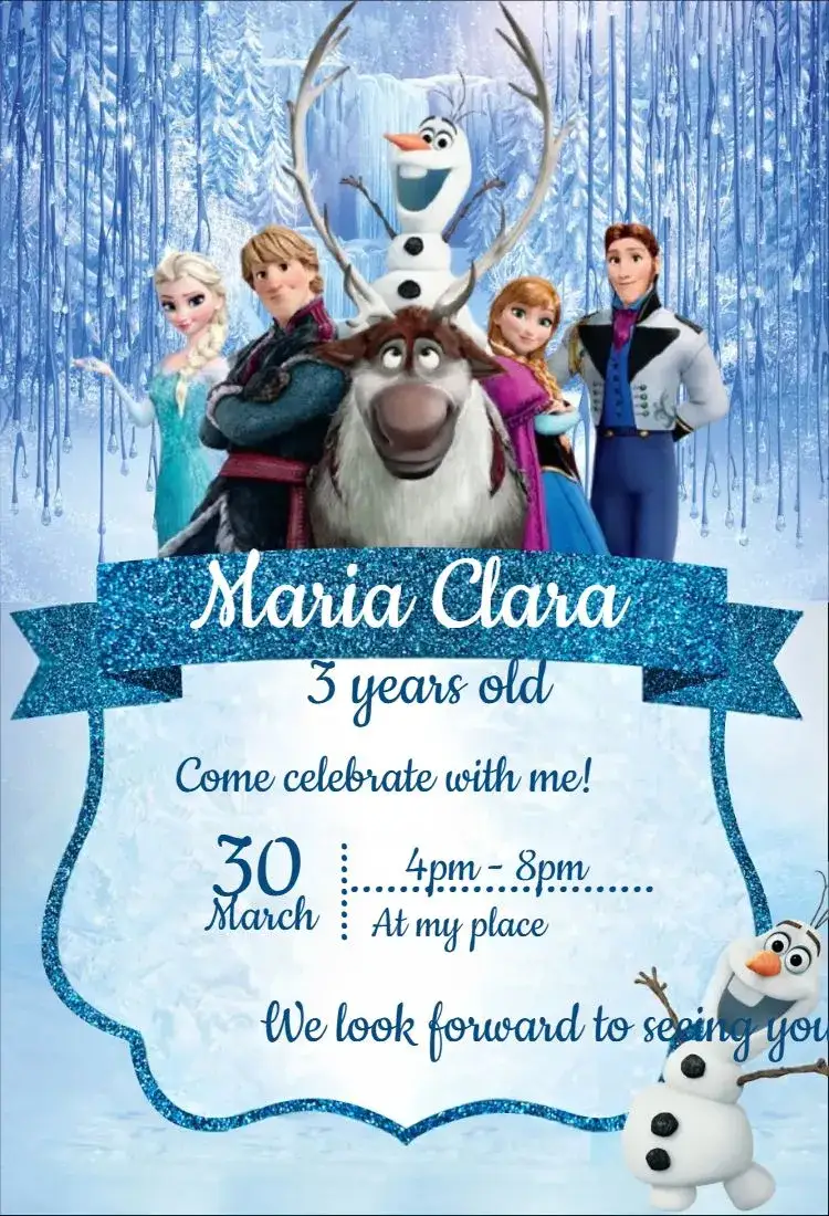 Invitation Frozen 12 – Birthday theme frozen, ice, snow, colorful, childish, magical