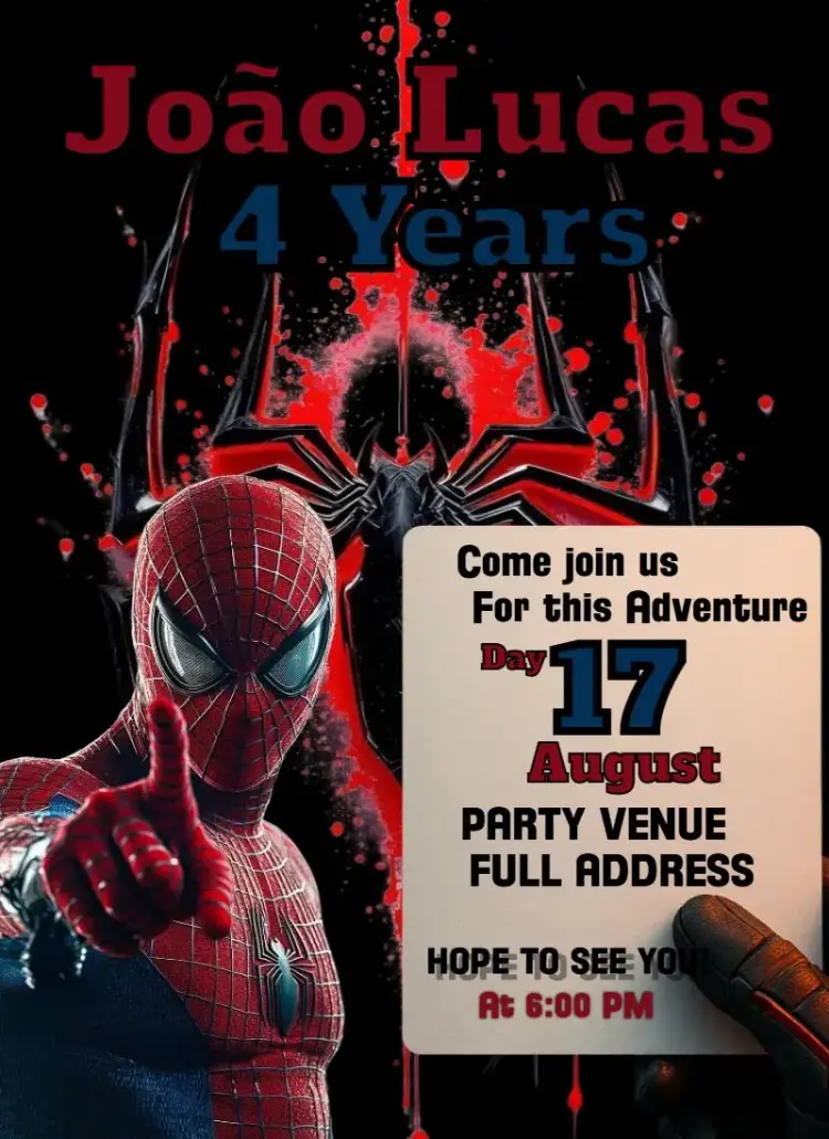 Invite Spider-Man editable and customizable