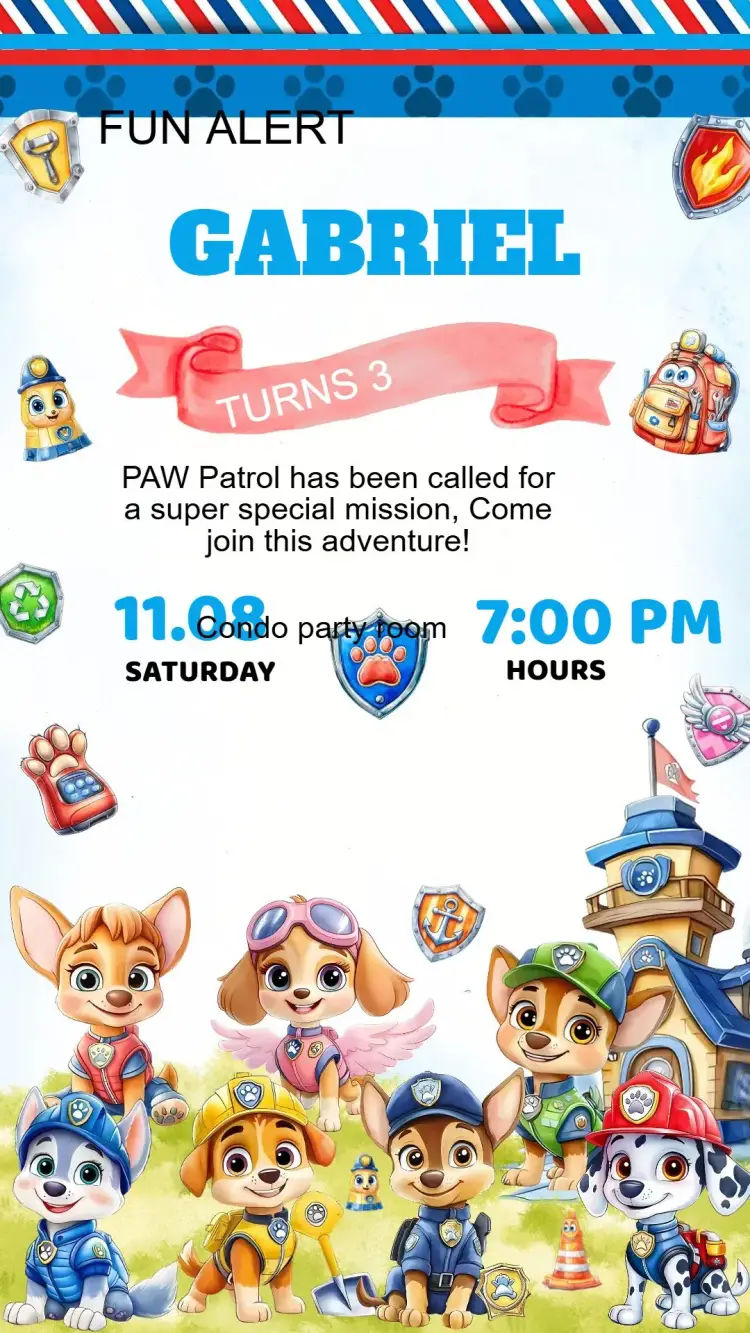 Paw Patrol Birthday Invitation