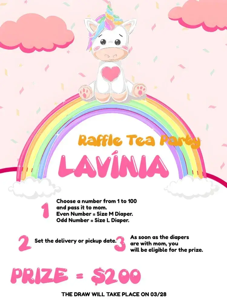 Invitation Unicorn Cloud Tea Raffle – Raffle Tea theme fantasy, colorful, playful, childlike, rainbow, fun