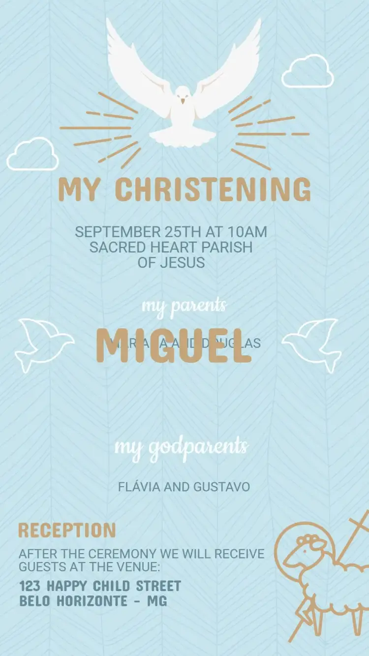Invitation Baptism Invitation – Baptism theme delicate, floral, pastel, modern, minimalist