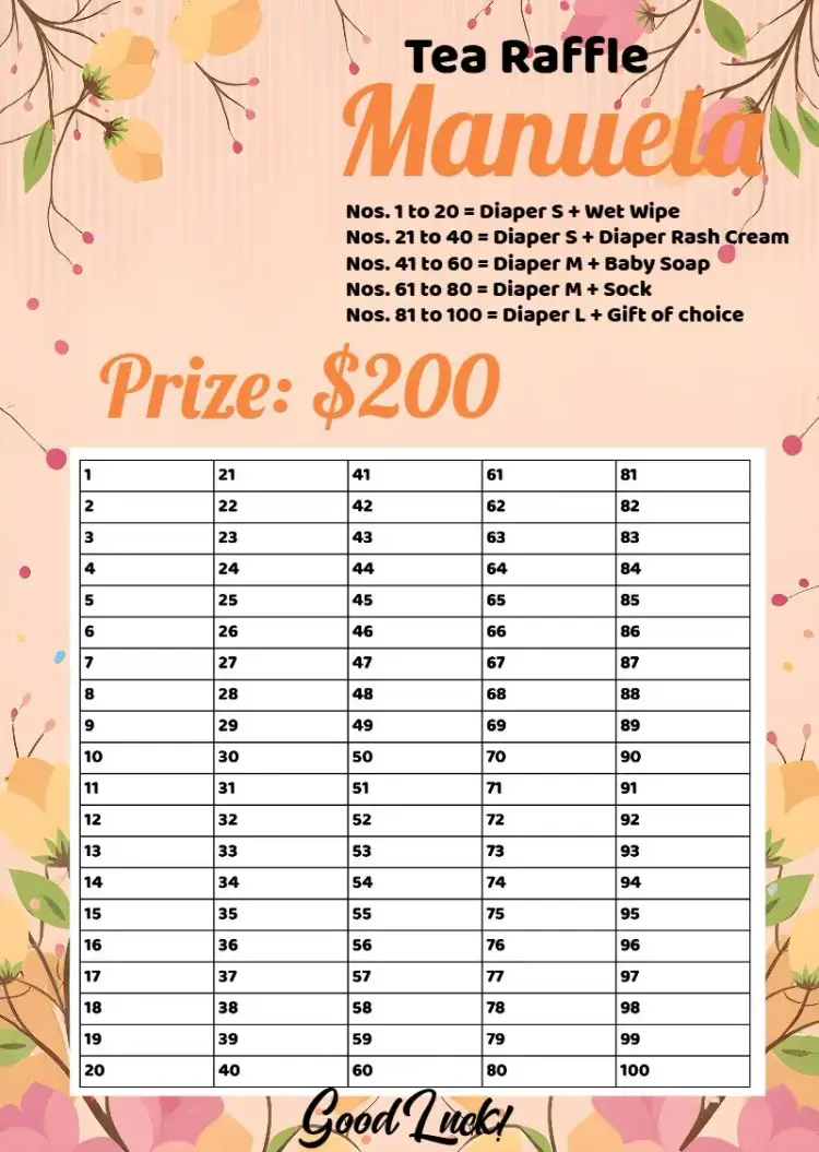 Tea Raffle Giraffe Participants List Lilac invitation