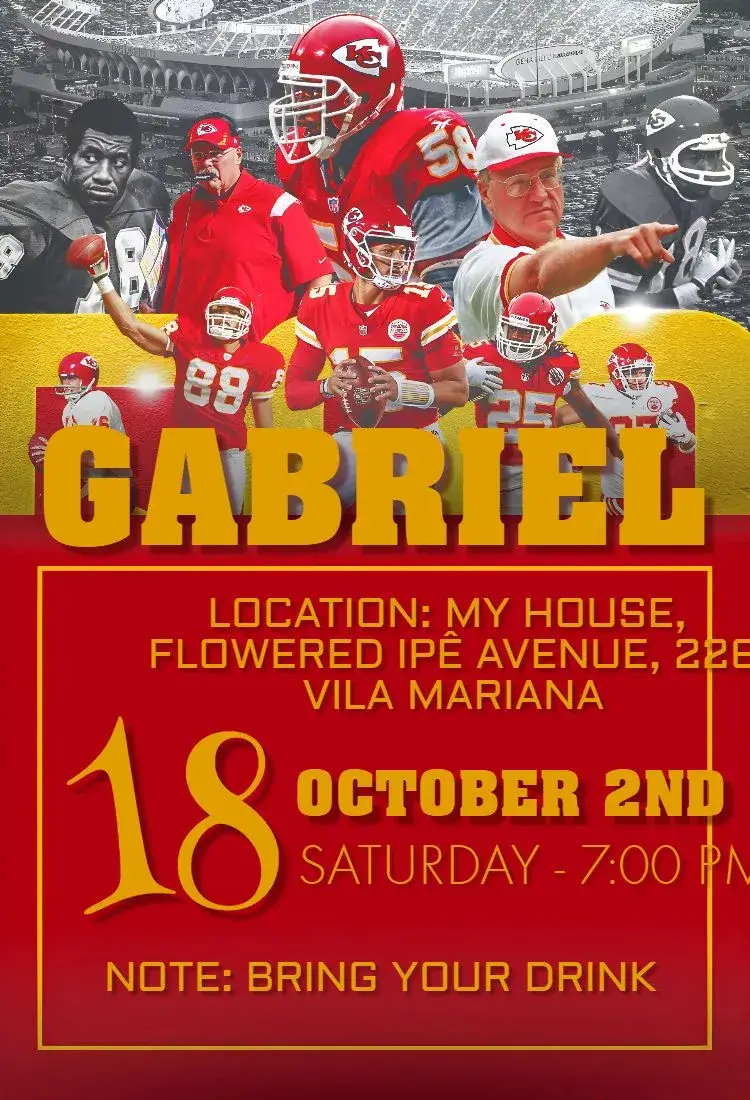 Invite Kansas City Chiefs NFL editable and customizable