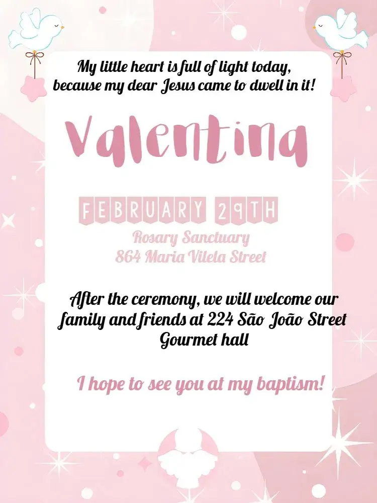 Invitation Digital Baptism – First Communion theme colorful, little angel, minimalistic, modern, childish