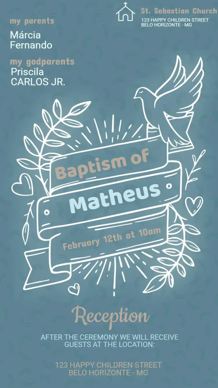 Invitation Baptism Invitation – Baptism theme floral, minimalist, pastel, golden, modern, cute