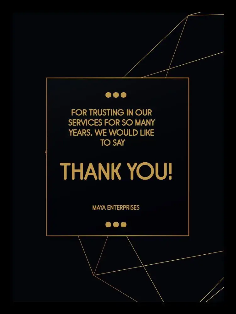 Invitation Stylish Geometric Customer Thank You Card – Card theme elegant, geometric, modern, black and gold, professional