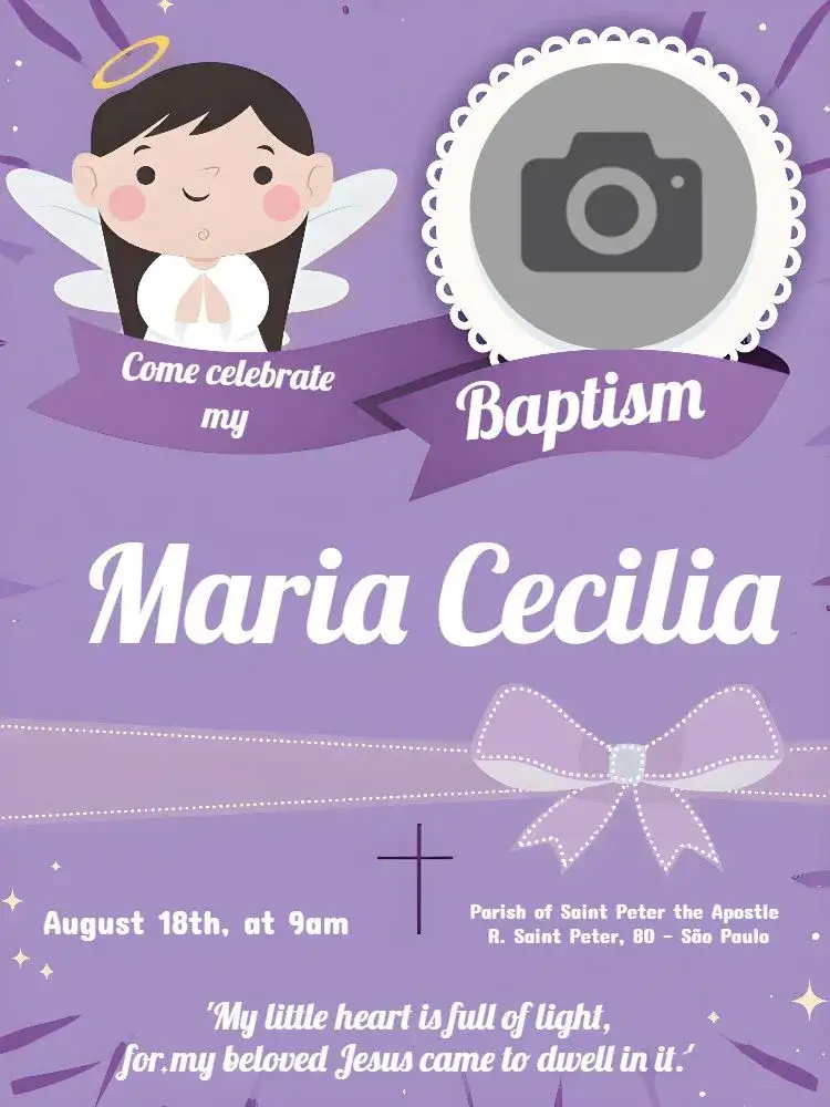 Invitation Baptism With Lilac Photo – Baptism theme lilac, purple, angelic, delicate, childlike, modern