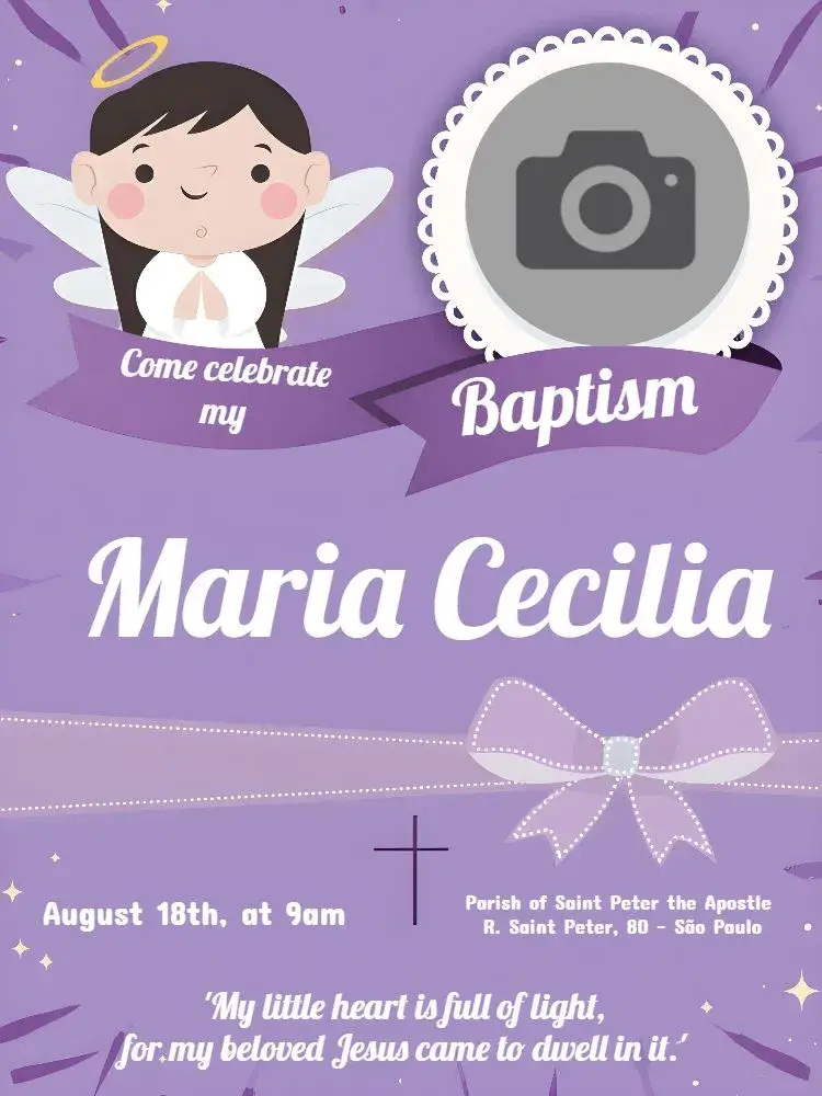 Baptism With Lilac Photo invitation