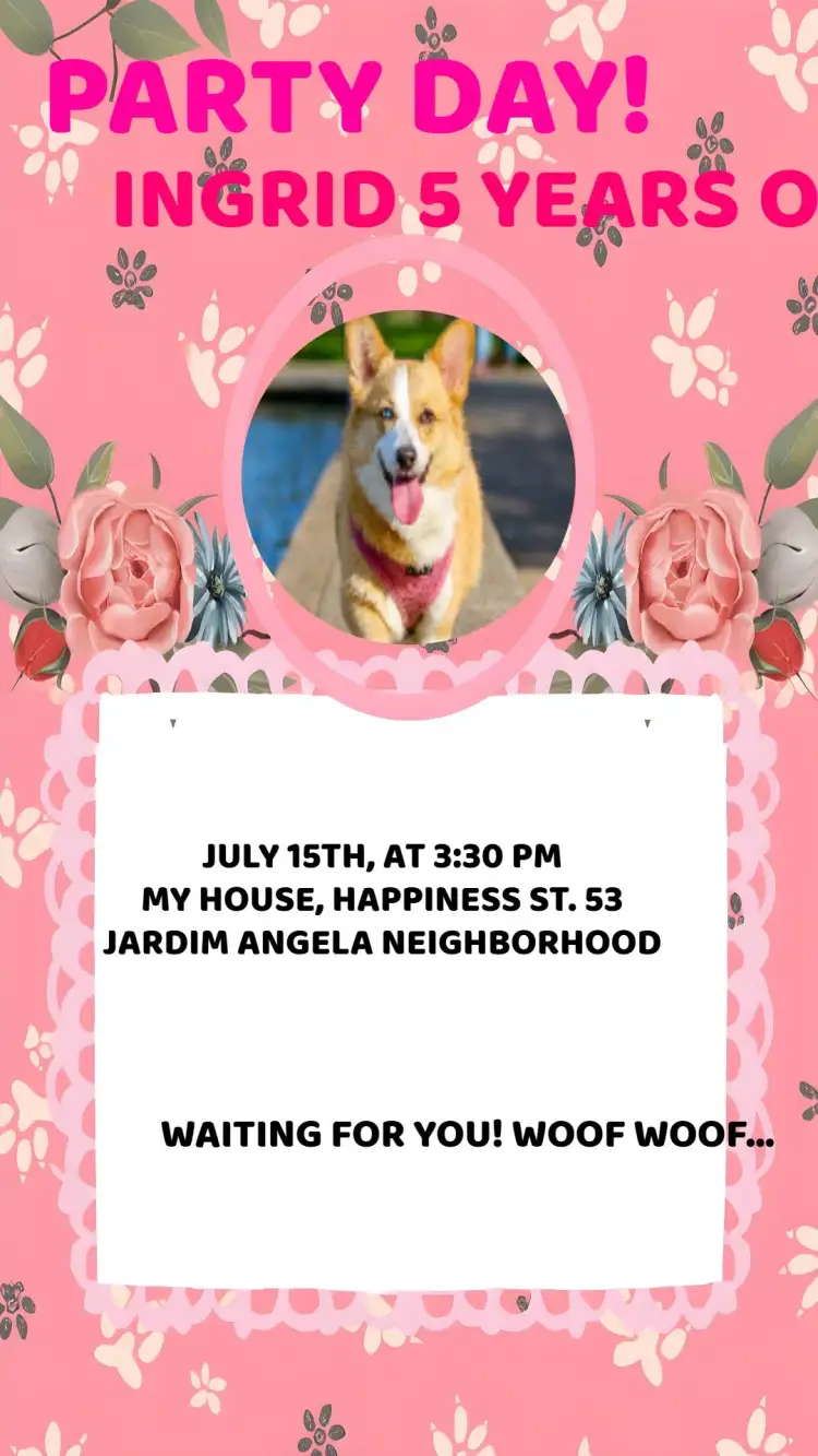 Invitation Floral Dog With Dog Photo – Most searched for theme floral, fun, colorful, modern, lively