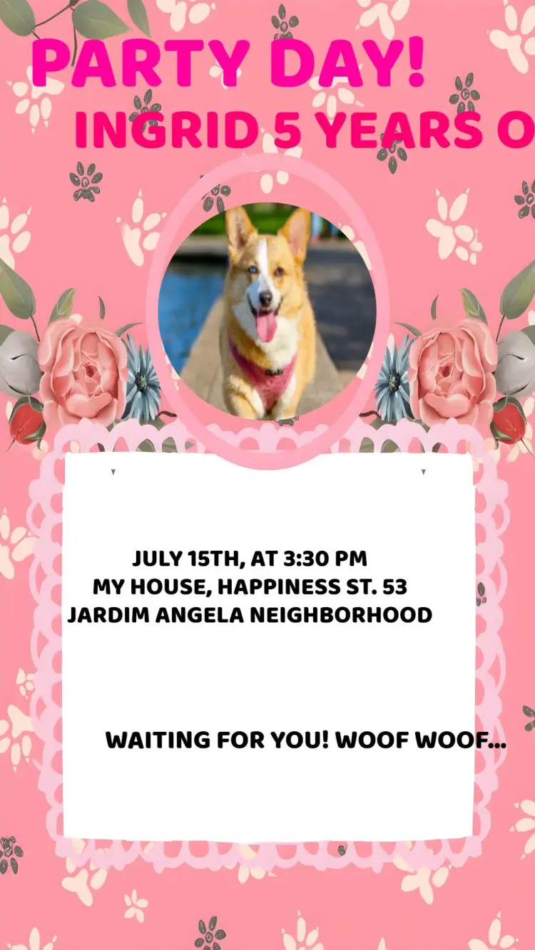 Floral Dog With Dog Photo invitation